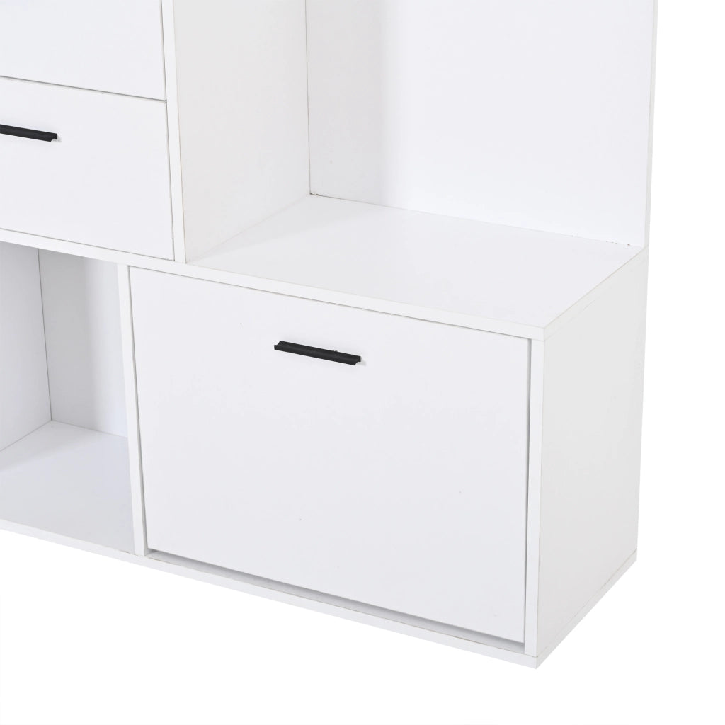 Mobile ingresso con scarpiera e specchio guardaroba bianco 90x30x180 cm in MDF