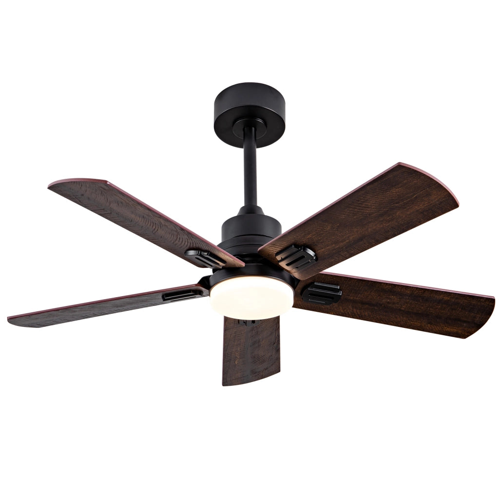 Ventilatore da soffitto nero da 42 pollici con luce dimmerabile e telecomando per interni ed esterni
