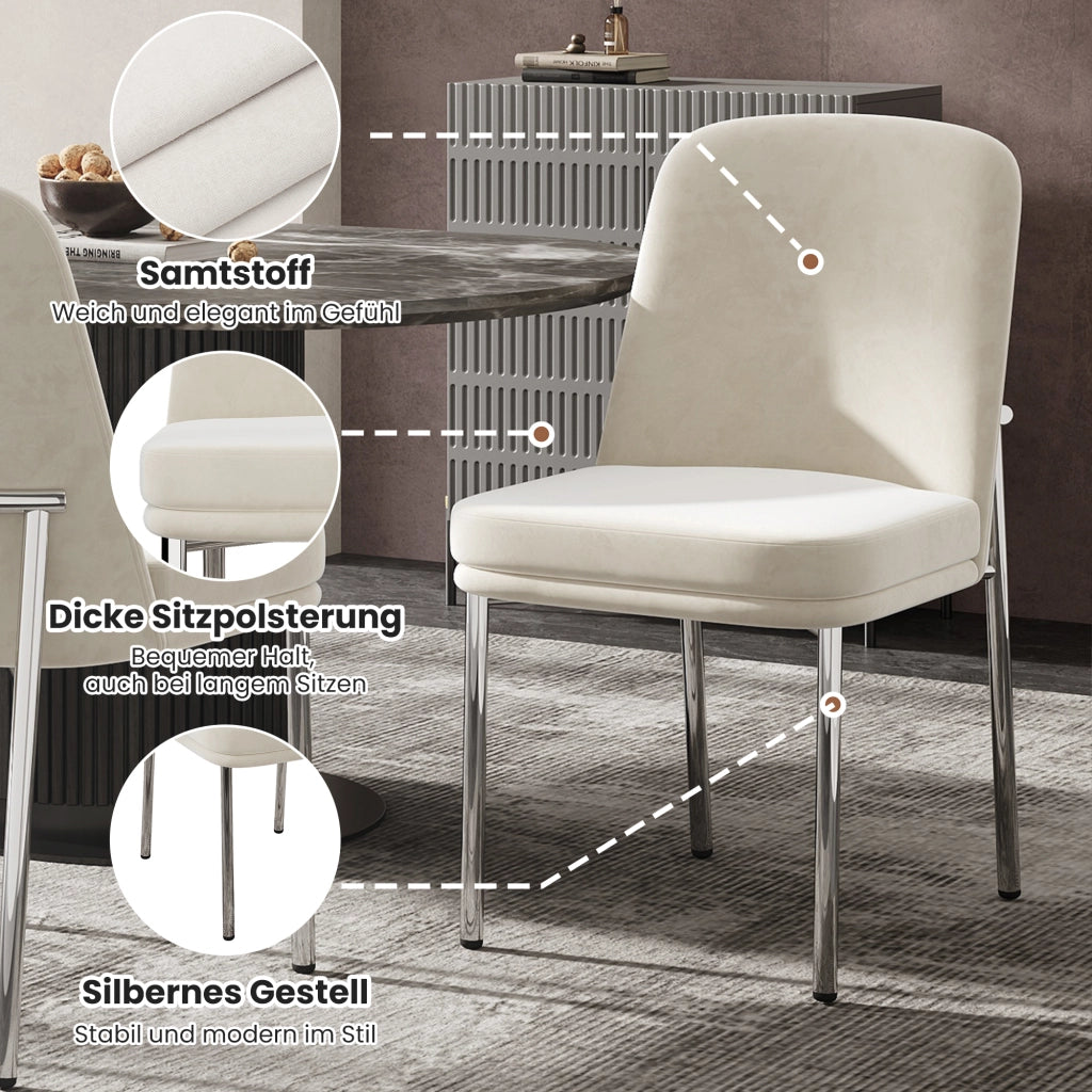 Set sedie da pranzo in velluto beige