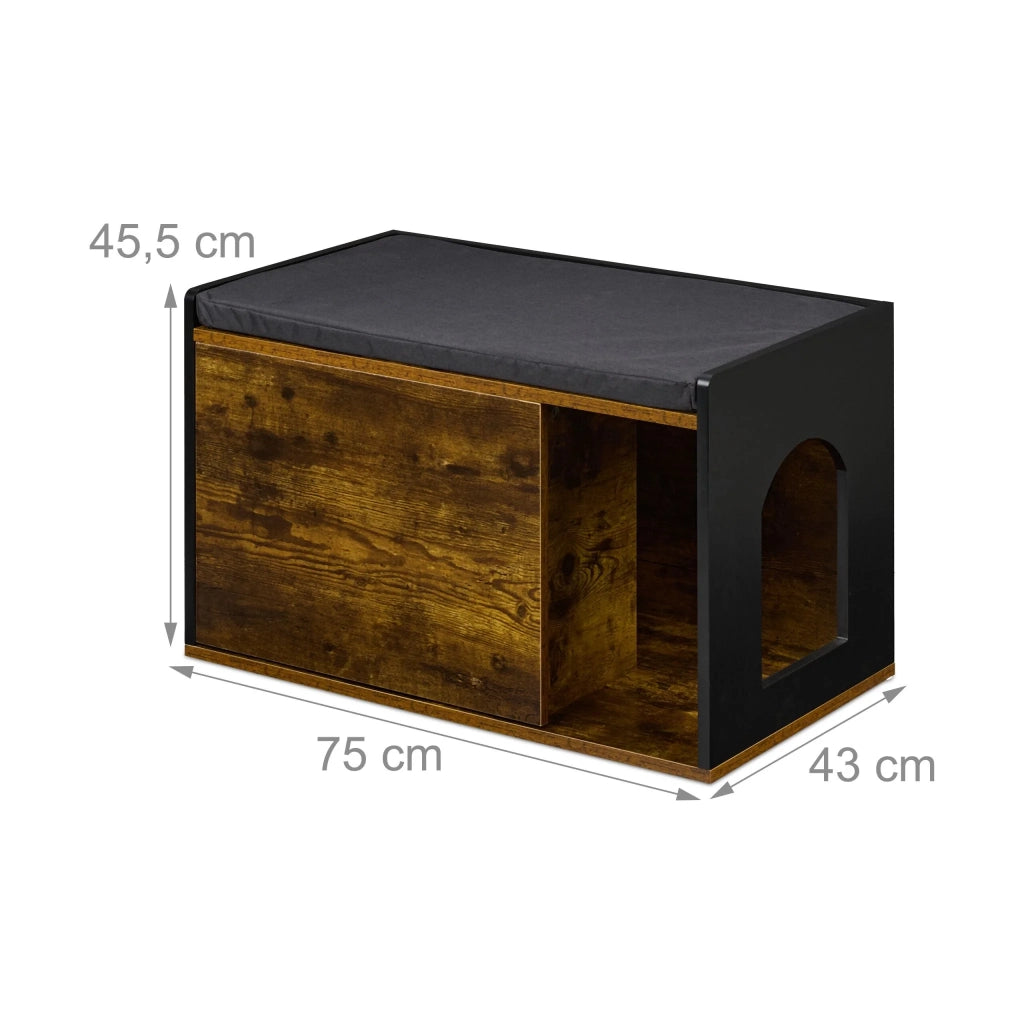 Mobile toeletta per gatti design industriale accogliente 70 x 45 x 45 cm panca pratica in legno marrone 13_0016126