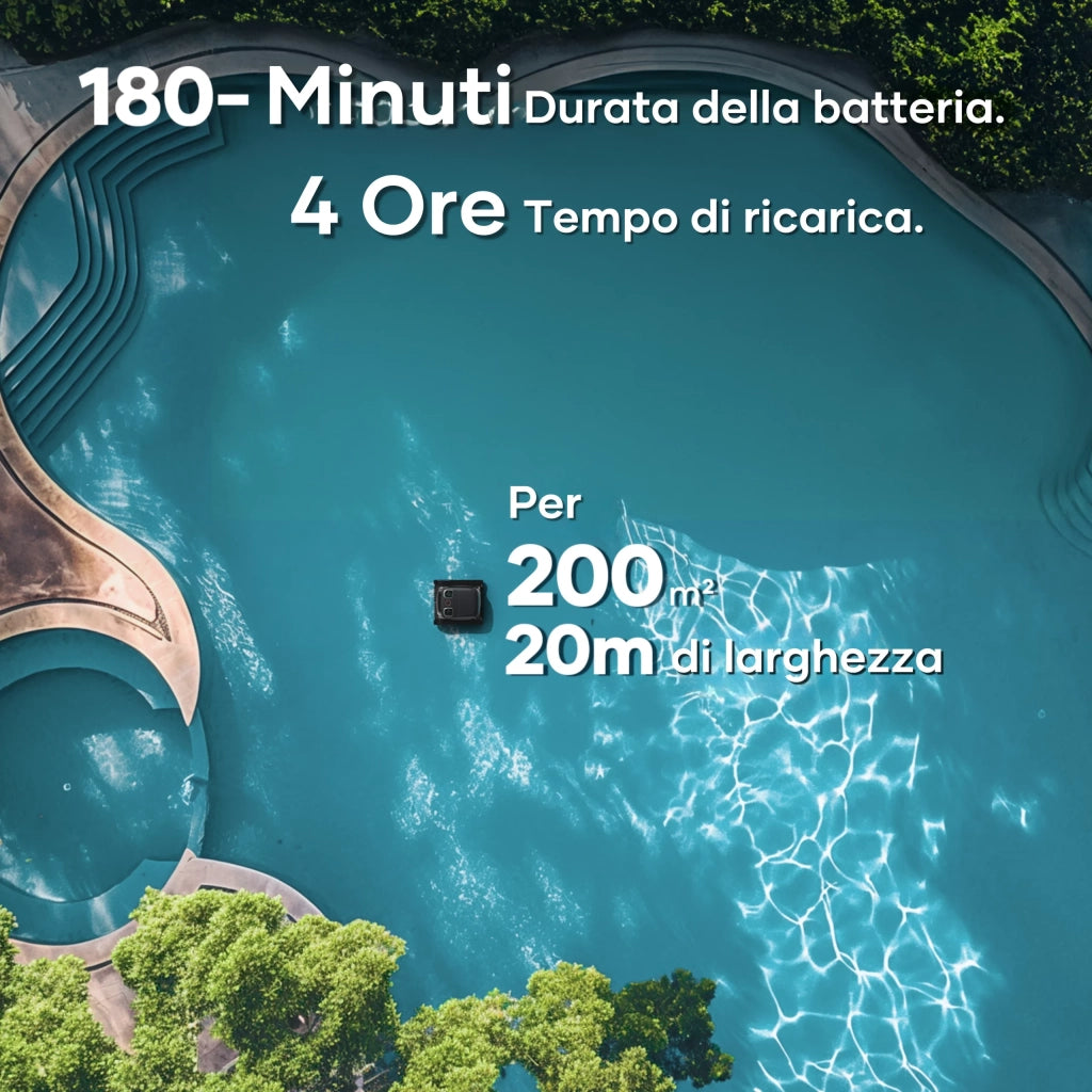 Aiper SCUBA S1 Pro, Robot Pulisci Piscina 200Mq Autonomia 180Min. Nero