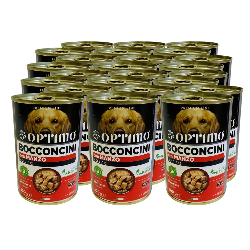 OPTIMO SET 24 BOCCONCINI PER CANE AL GUSTO MANZO DA 400 GR