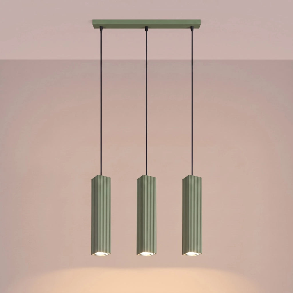Lampada a sospensione RAYO 3L verde oliva