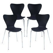 Set di 4 Sedie da Sala Essunga Impilabili - Nero / Cromato [en.casa]