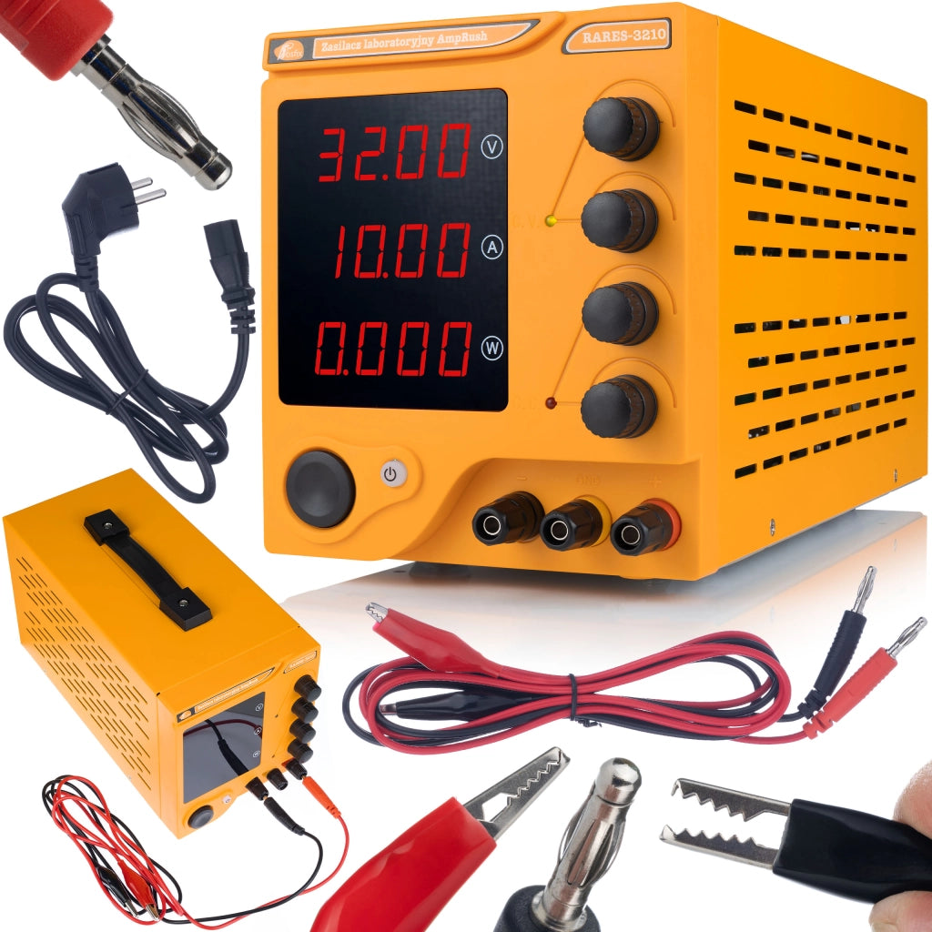 Alimentatore da Laboratorio AmpRush RARES-3210 – 32V 10A, Alta Precisione | Display Chiaro, Protezione ROSFIX