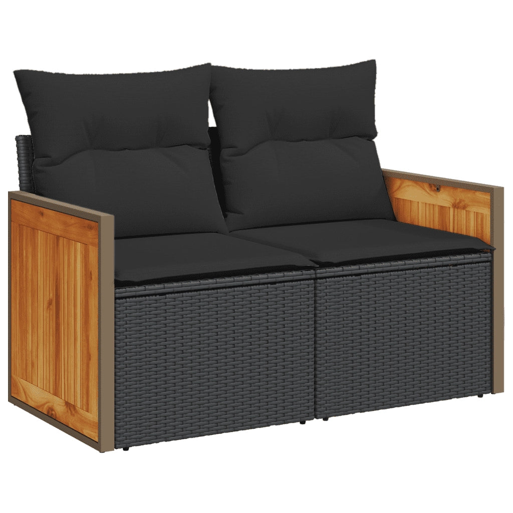 Set Divano da Giardino 6 pz con Cuscini Nero in Polyrattan 3273932