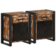 Comodini 2 pz Multicolore in Legno Massello di Mango Grezzo 4013562