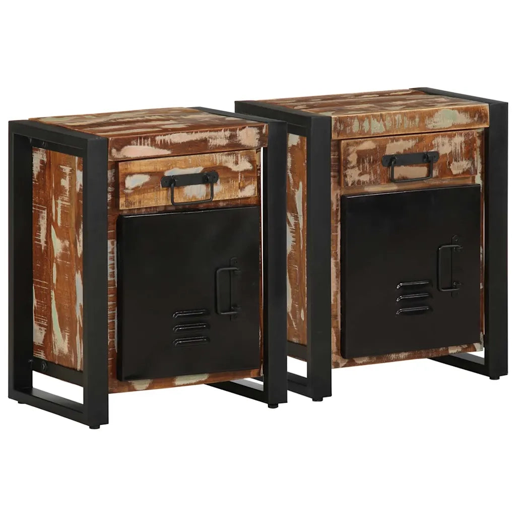 Comodini 2 pz Multicolore in Legno Massello di Mango Grezzo 4013562