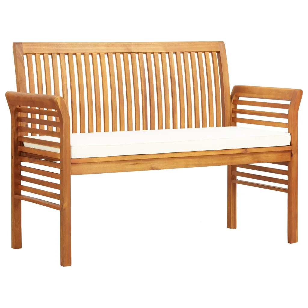 Set da Pranzo per Esterni 3pz con Cuscini Legno Massello Acacia 3120457