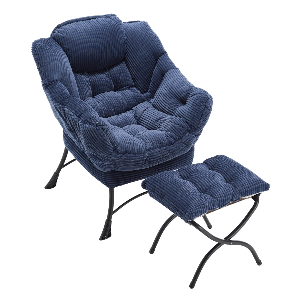 Poltrona Relax con Poggiapiedi e Braccioli ¨C Xylo ¨C Blu