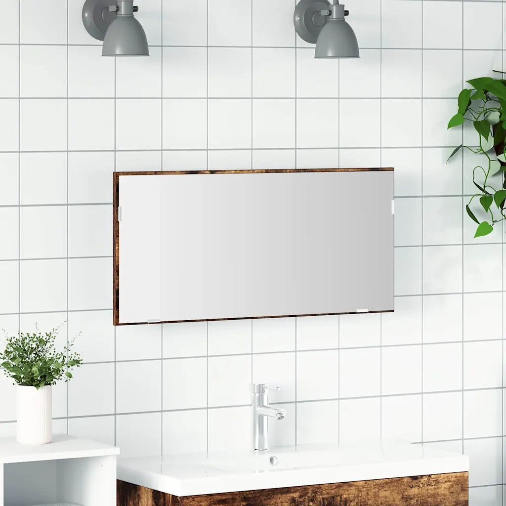 Specchio-Specchio per Bagno Marrone 80 x 37 cm Vetro e Legno Ingegnerizzato