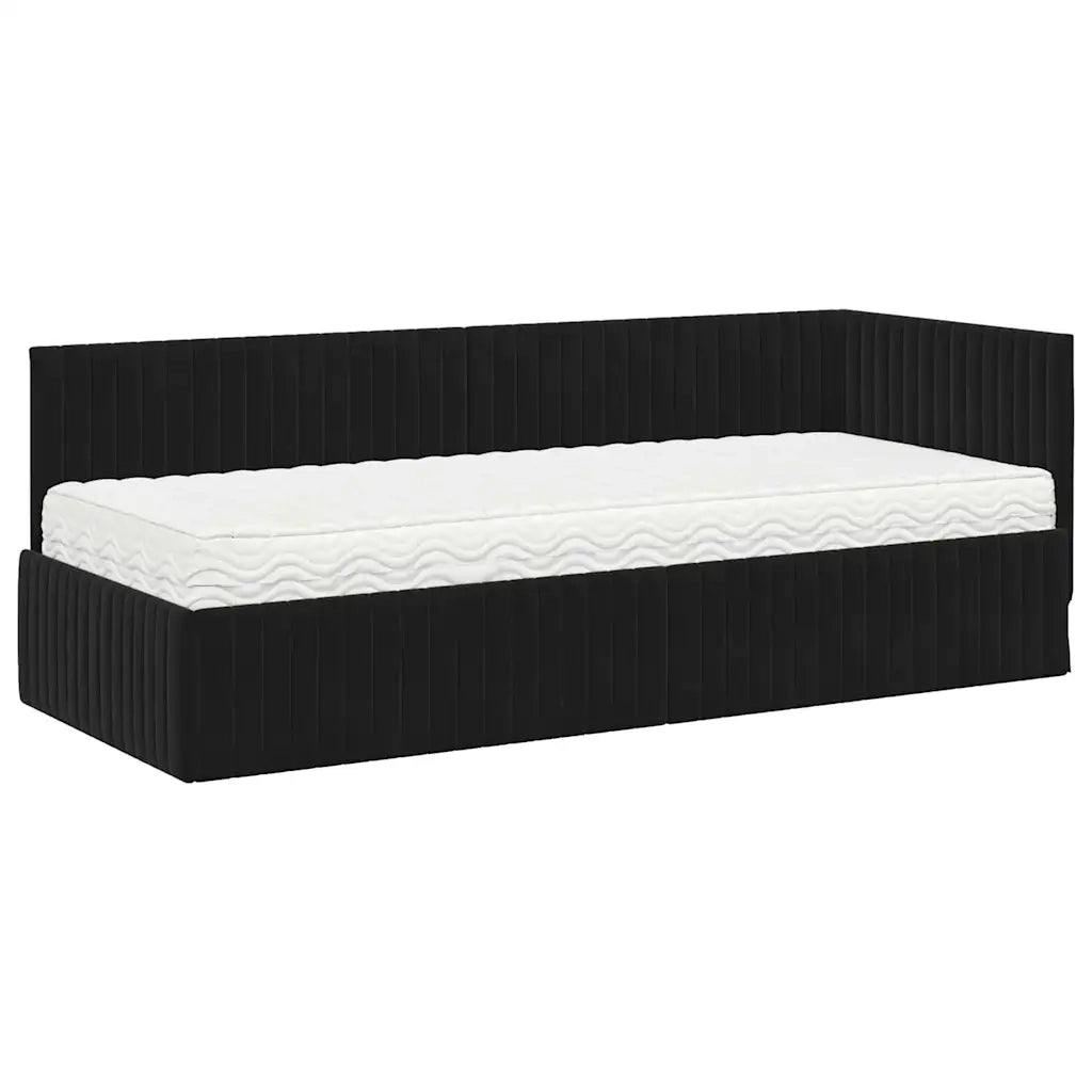 Struttura Letto Angolare con Materasso 2 pcs Nero Velluto