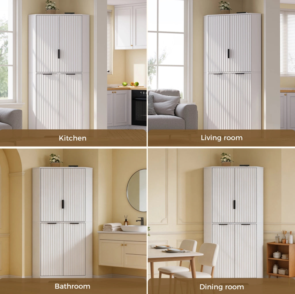 Mobile angolare ULEVR 60x60x172 cm con ripiani regolabili e vani chiusi, bianco in MDF