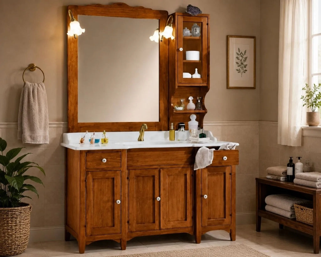 Mobile bagno 129 cm in legno lavabo 4 porte 2 cassetti e specchio - Mobili 2G