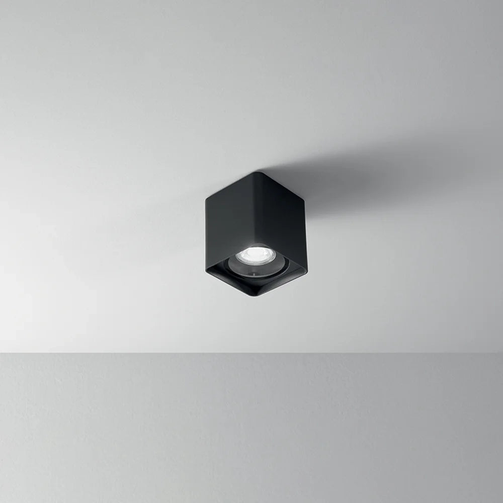 Plafoniera Moderna Brick Metallo Grafite Vetro 1 Luce Gu10