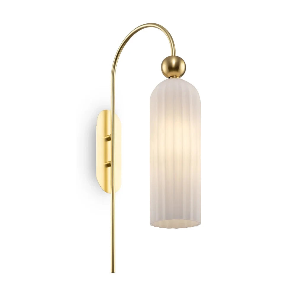 Applique Contemporanea Antic Metallo Oro 1 Luci Diffusore In Vetro Colore Bianco