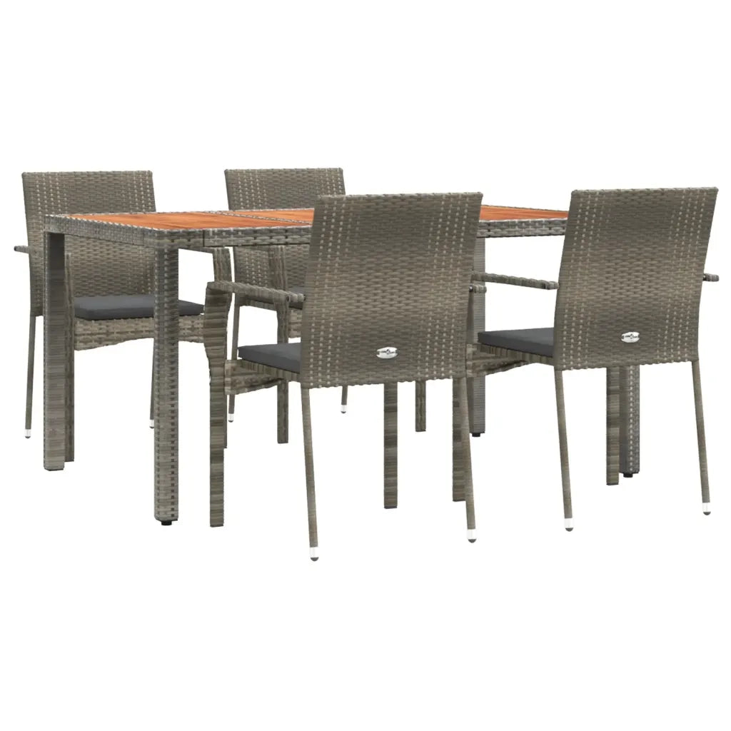 Set da Pranzo da Giardino 5 pz con Cuscini in Polyrattan Grigio 3184995