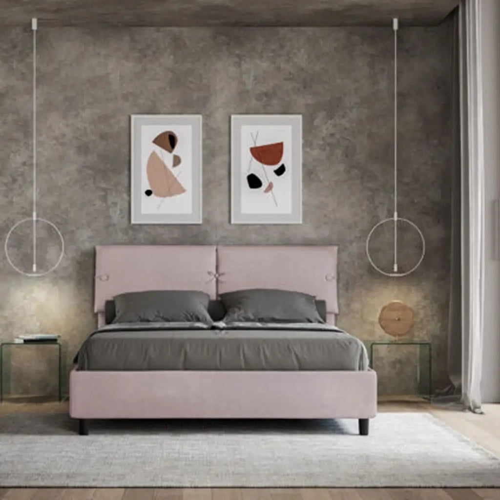 Letto matrimoniale senza rete imbottito 160x190 microfibra glicine Sleeper
