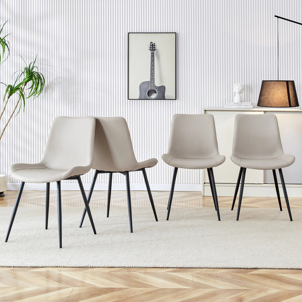 Set di 4 sedie da pranzo con schienale ergonomico e piedi antiscivolo in similpelle grigio caldo