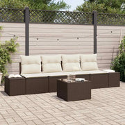 Set Divano da Giardino 5 pcs Marrone e Crema polyrattan 3355597