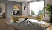 Tavolo Fisso Spike 200x100 cm in Rovere Naturale impiallacciato con struttura in solido metallo verniciato nero - Design Moderno