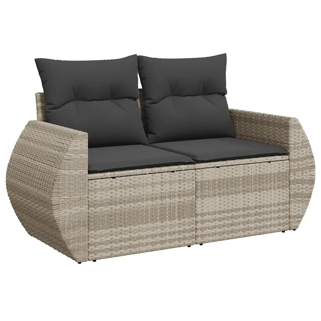 Set Divano da Giardino 9pz con Cuscini Grigio Chiaro Polyrattan 3326693