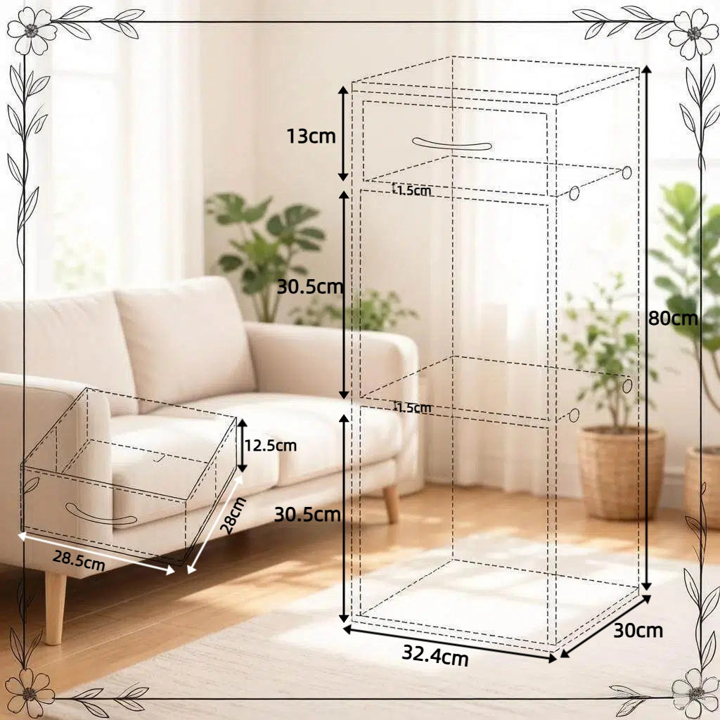 LIBRERIA A CUBI con cassetto, 32 x 30 cm, legno ingegnerizzato, grigio