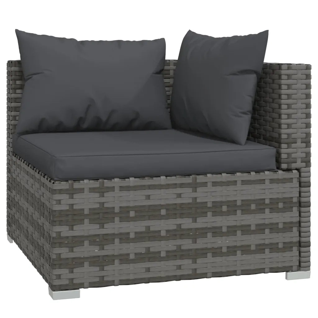 Divano a 2 Posti con Cuscini in Polyrattan Grigio 317509