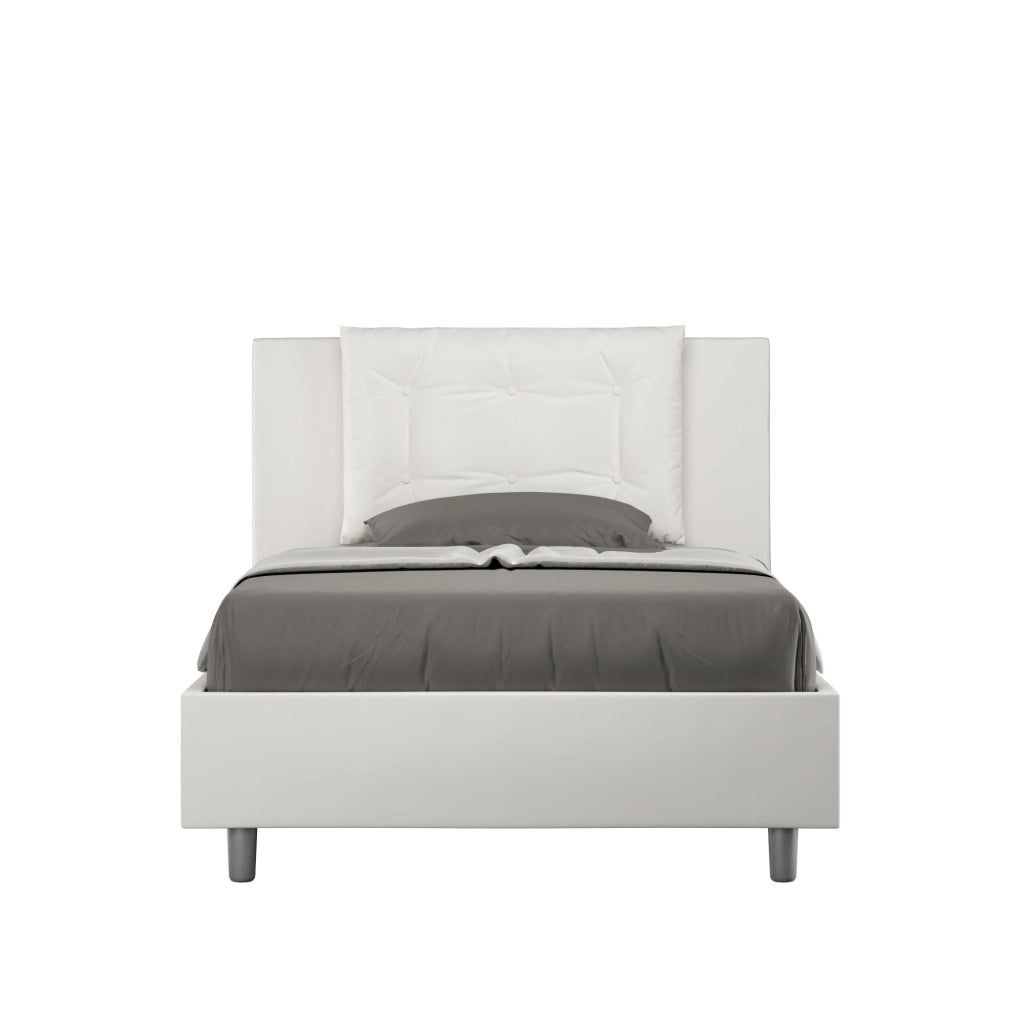 Letto 1 Piazza e Mezzo 120x210 cm con Rete e Contenitore Annalisa Bianco