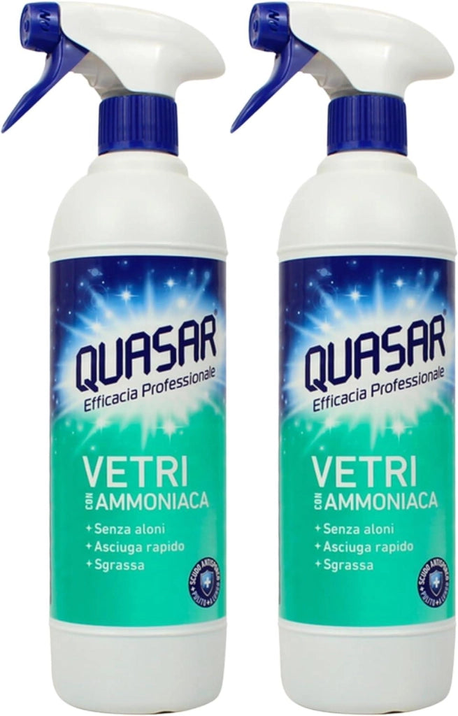 QUASAR SPRAY DETERGENTE VETRI SET 2 PZ X 580 ML CON AMMONIACA SPRAY