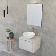Mobile bagno sospeso 60 cm grigio chiaro con lavabo a bacinella e specchio Master