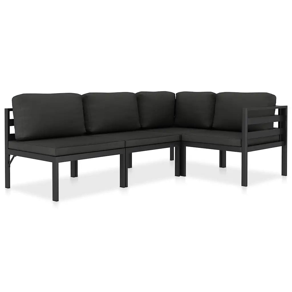 Set Divani da Giardino 4 pz con Cuscini in Alluminio Antracite 49231