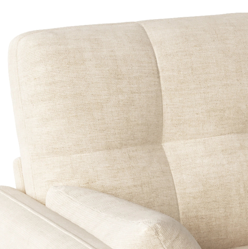 Divano a 2 posti in chenille beige con cuscini e tasca laterale, 119 x 78 x 85 cm
