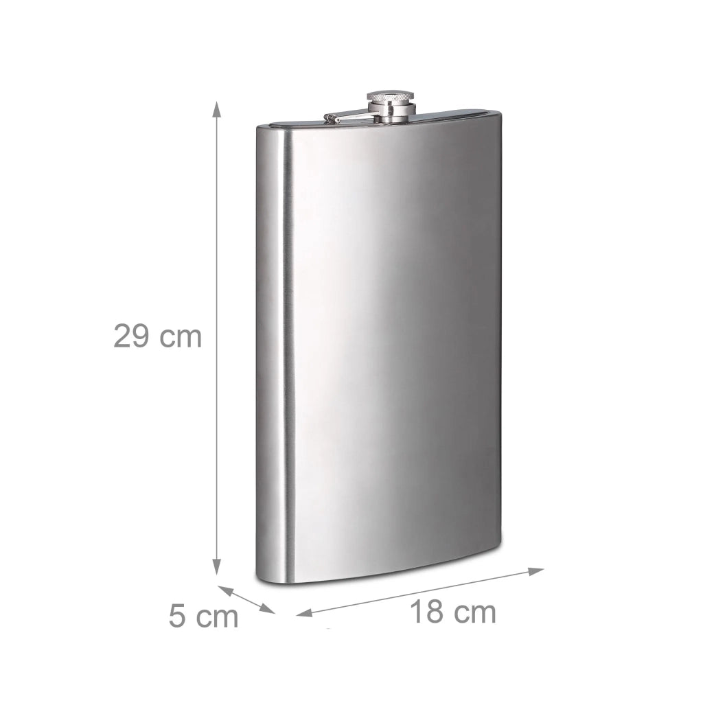 Fiaschetta XXL 1,8 litro ermetica campeggio trekking 29 x 18 x 5 cm in acciaio inox argento 13_0003623