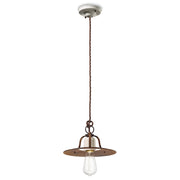 Lampadario Vintage Grunge Ferro E Ceramica Craquele&apos 1 Luce E27 25Cm
