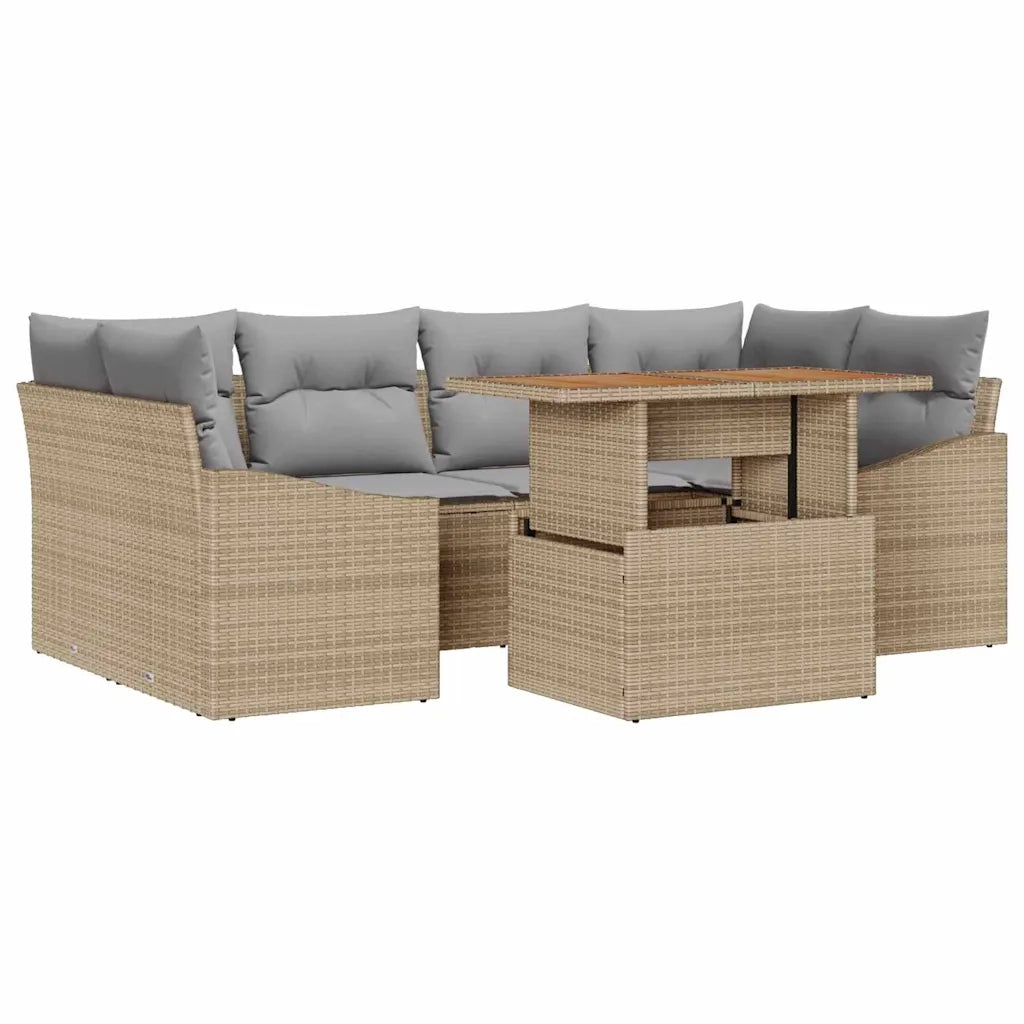 Set Divano da Giardino 7 pcs Beige Poly Rattan 3358527