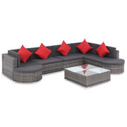 Set da Giardino 8 pz con Cuscini in Polyrattan Grigio 44431