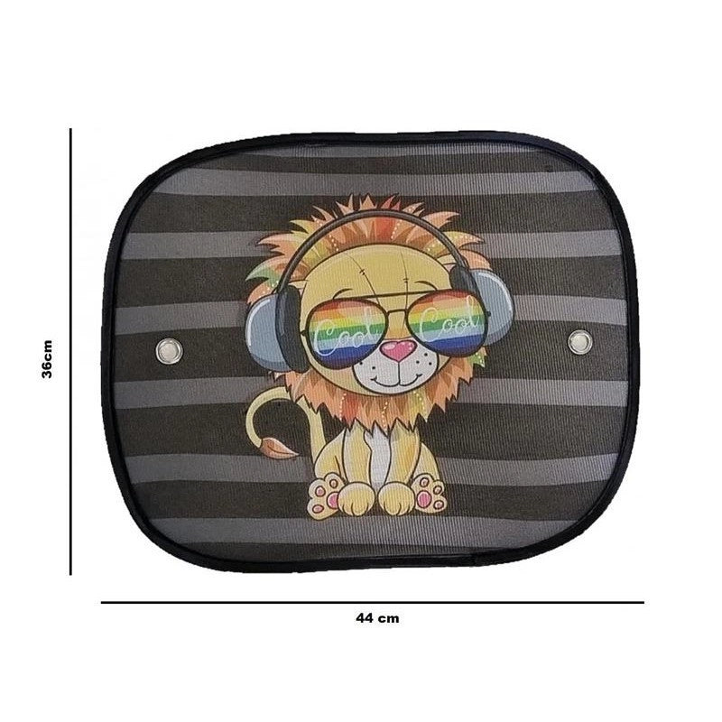 TENDINE 2 PZ PARASOLE PER BAMBINI CON VENTOSE AUTO UNIVERSALI 44X36 CM LEONCINO OKX