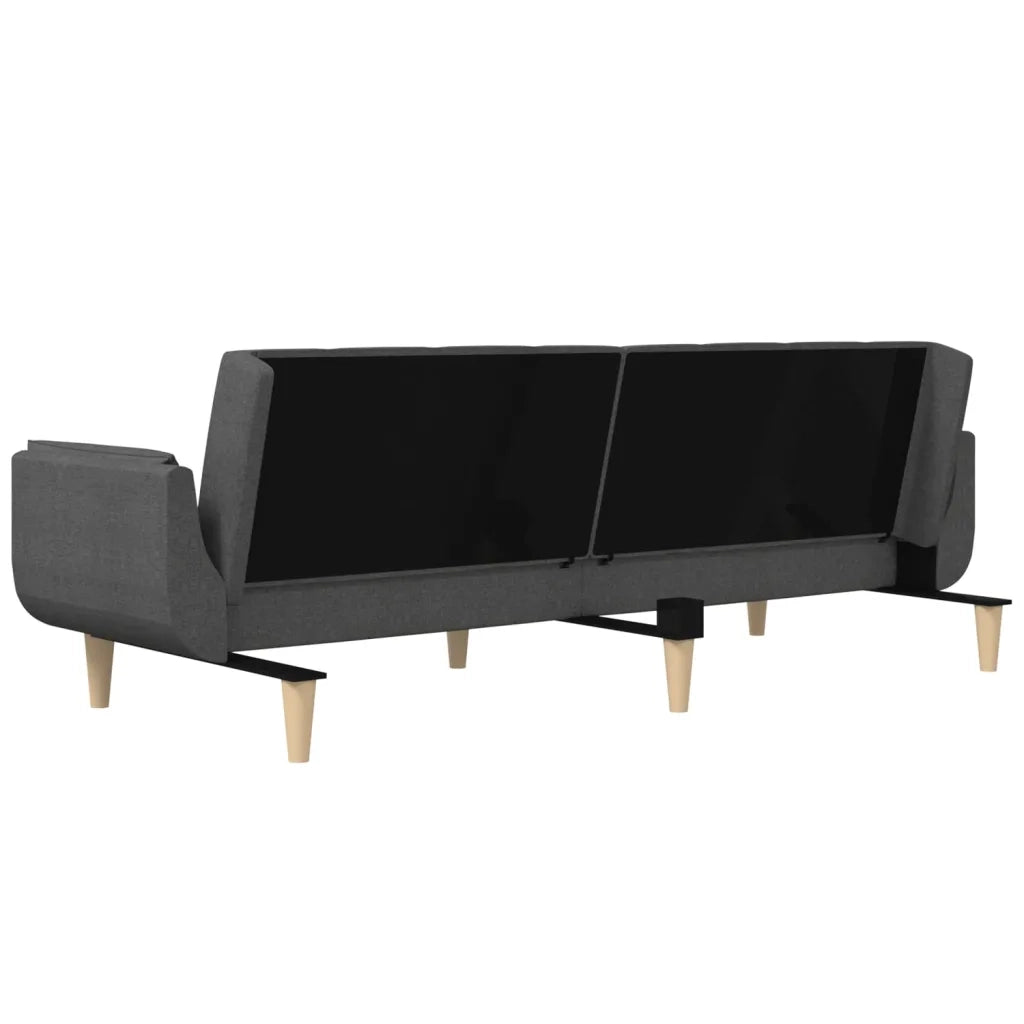 Divano Letto a 2 Posti con 2 Cuscini Grigio Scuro in Tessuto 375870