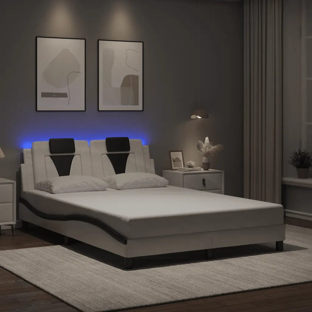 Giroletto Viana con LED senza Materasso Bianco e Nero 120x200 cm