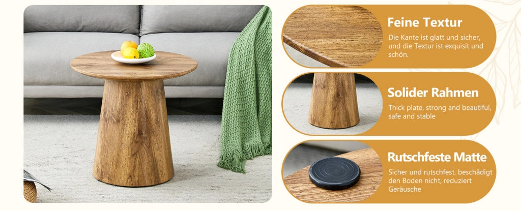 TAVOLINO ROTONDO 50 cm Effetto legno MDF
