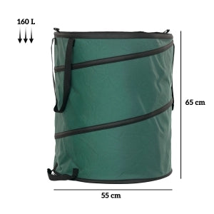 2 Sacchi da Giardino 160L, Impermeabili e Riutilizzabili per Rifiuti Verdi e Foglie, con Chiusura Lampo e Manici, Autoportanti e Resistenti
