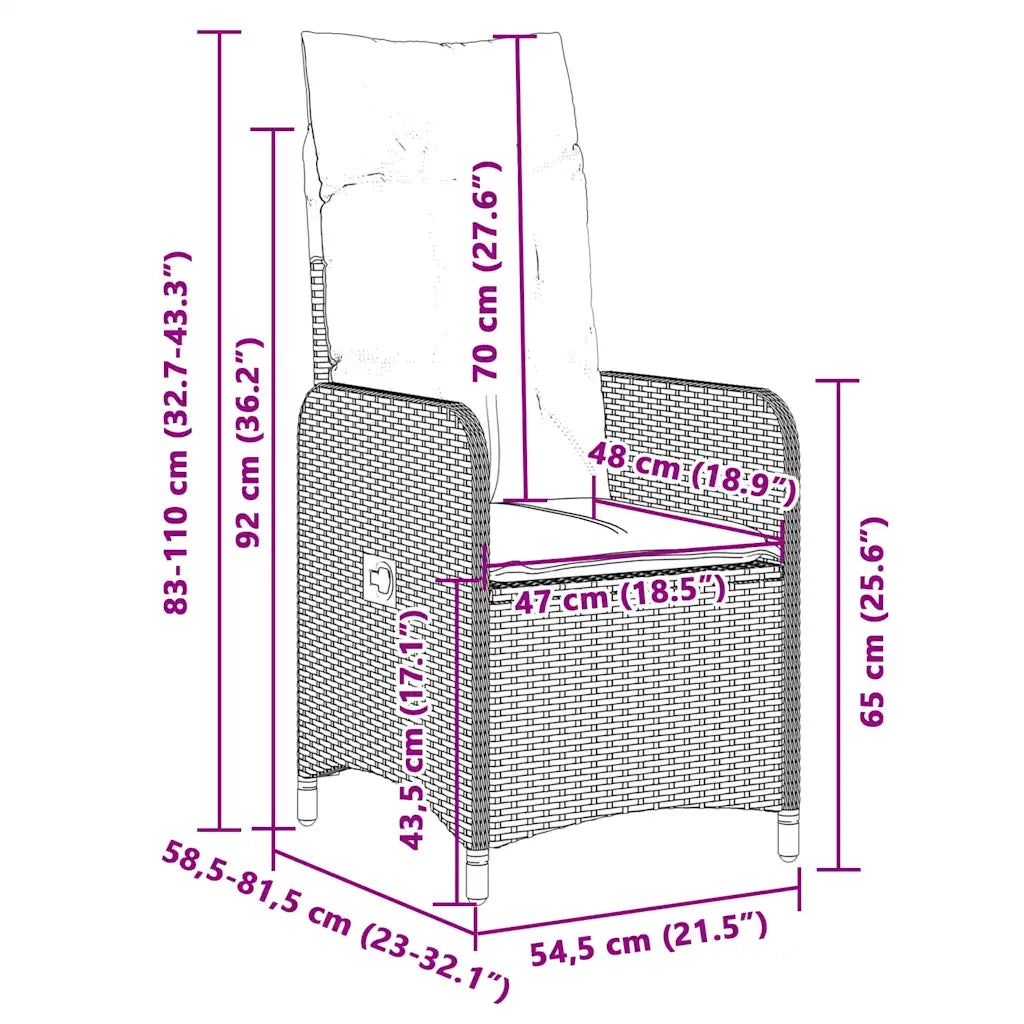 Set Bistrò da Giardino 5 pz con Cuscini in Polyrattan Grigio 3277032