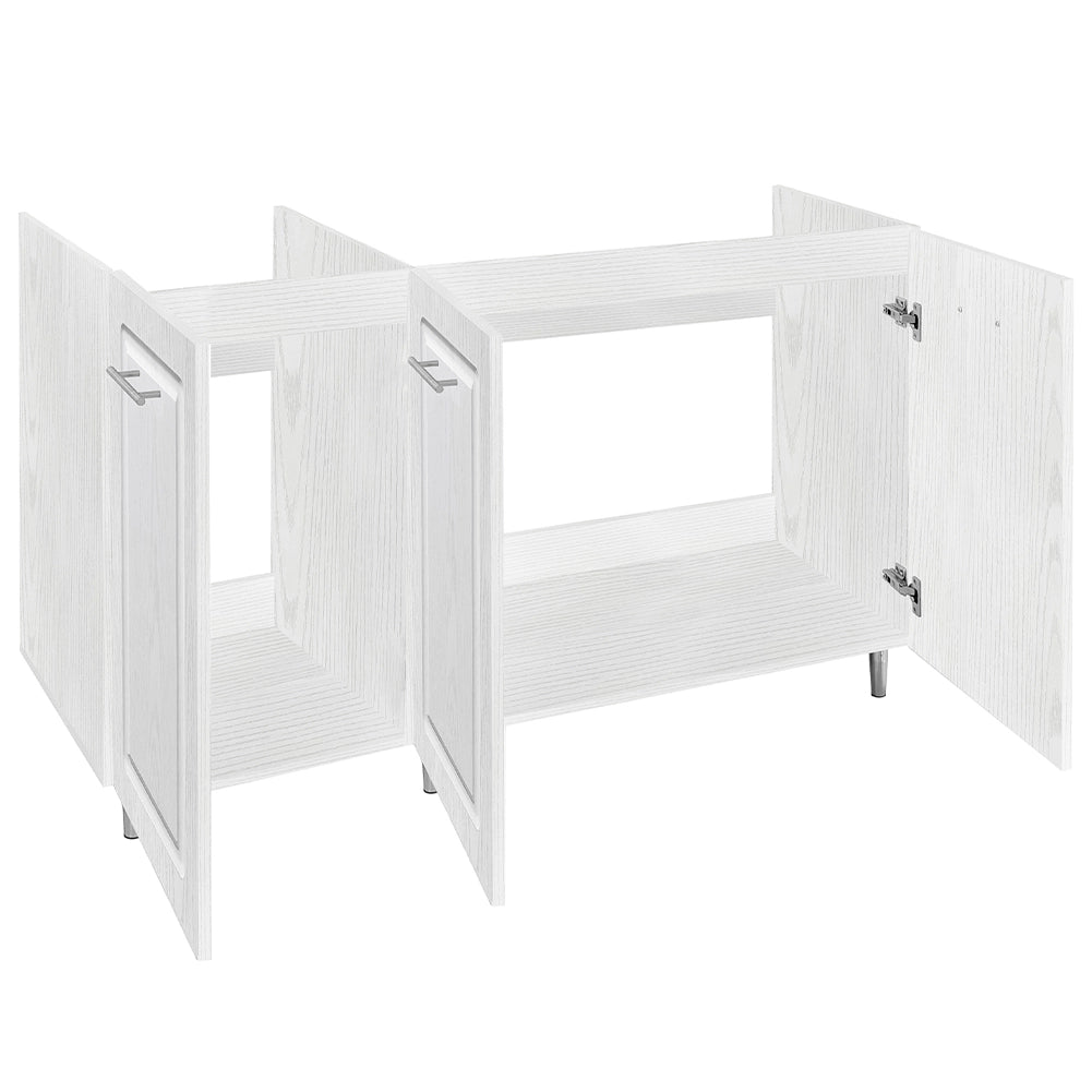Mobile Cucina Sottolavello Componibile in Legno Bianco Frass. Classico 3 Ante 120cm