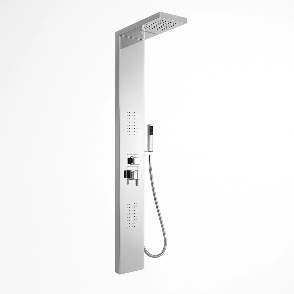 Colonna doccia 002 4 funzioni acciaio inox getto a cascata 2 bocchette idro lombari l20xp44xh170 *** finitura- cromo ...