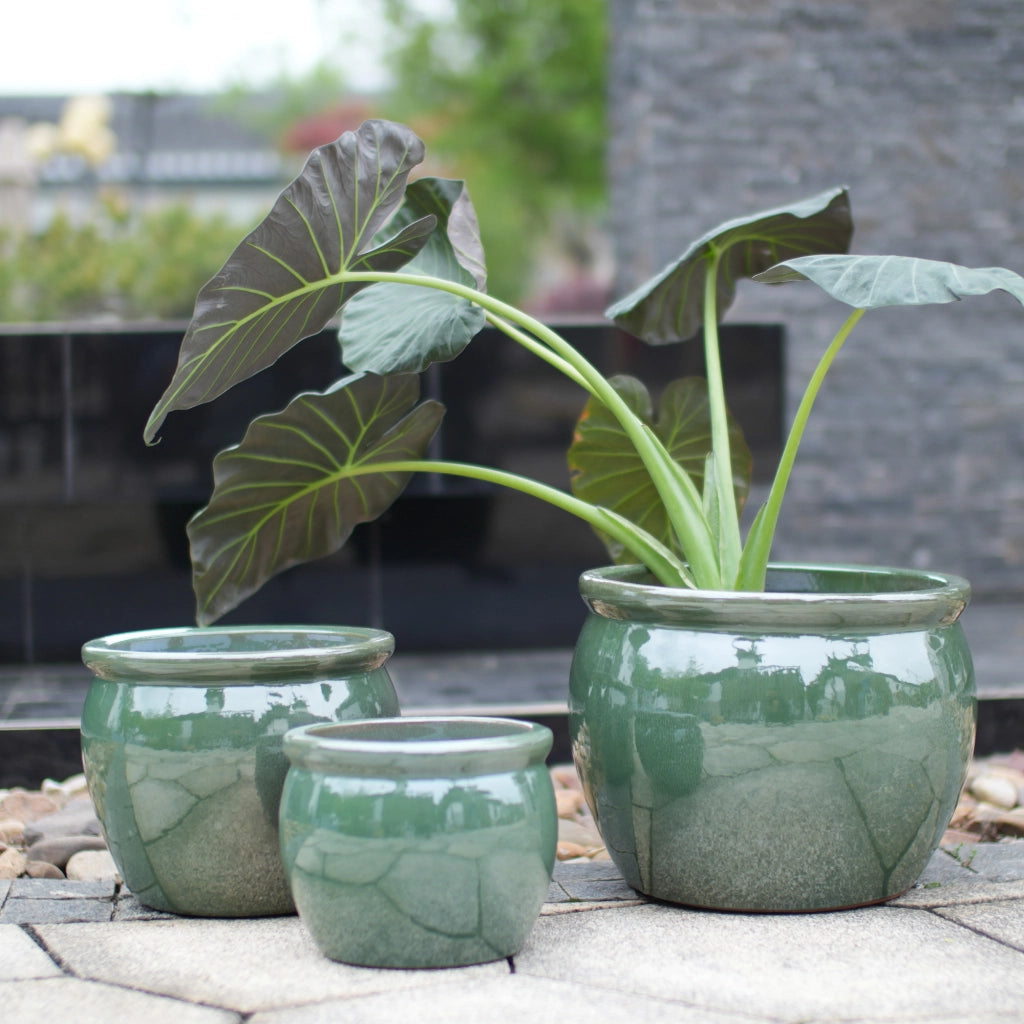 VASI Set da 3 pezzi Ø 37/30/23 cm Ceramica Blu-verde antico