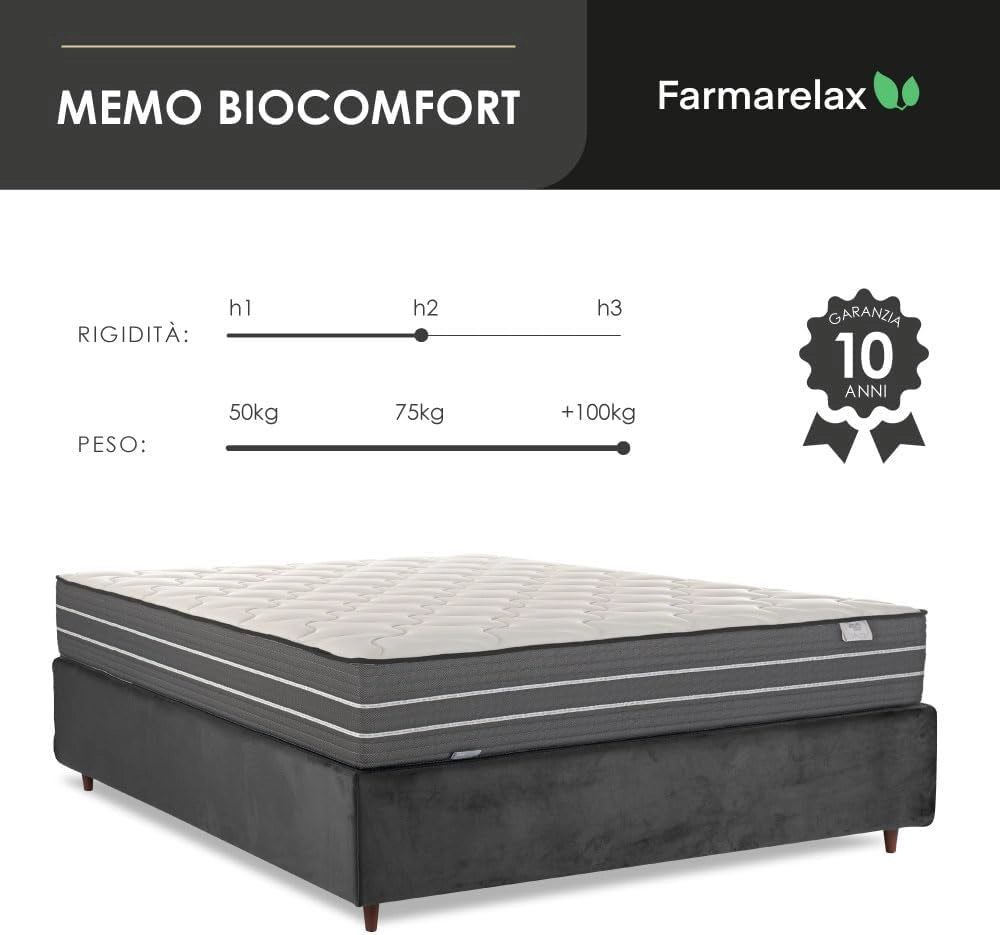 Materasso 120x190 h26 cm in memory massaggiante dispositivo medico CE doppio comfort spedito sottovuoto Farmarelax