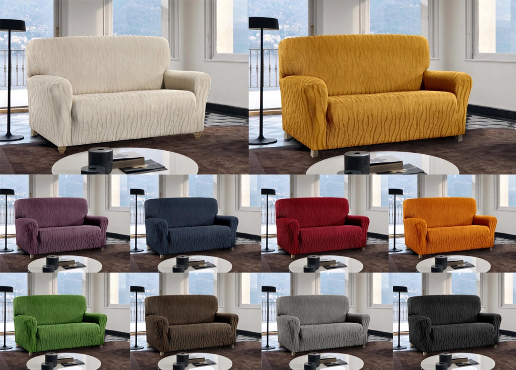 Copridivano Sofà Poltrona Elasticizzato Protezione Macchie Modello Wonderful - 3 Posti - Marrone
