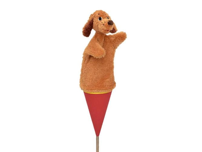 Bass & Bass - Pop up Hand Puppet Brown Dog - Made in Europe - Vintage Toy