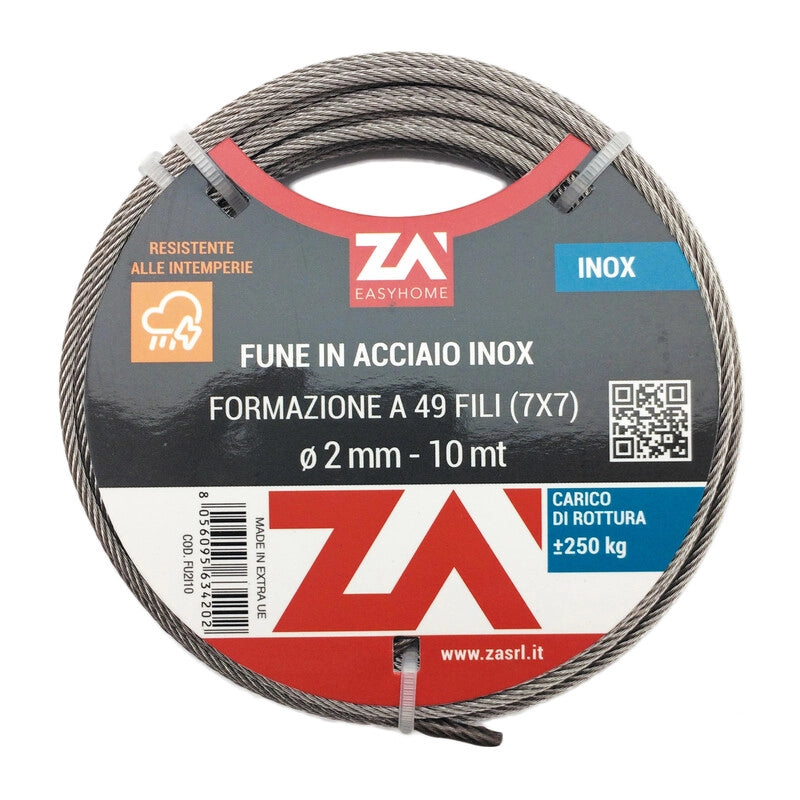 FUNE ACCIAIO INOX 49F D 8 MM 10 M- 1,0 pz